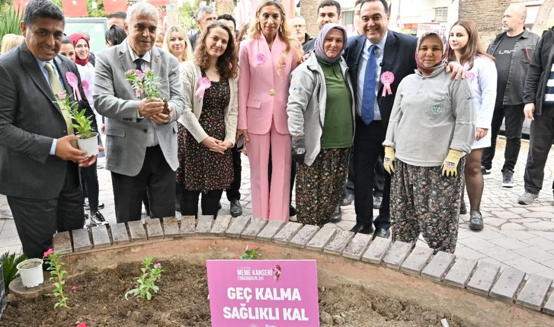 Meme kanseri için pembe çiçekler toprakla buluştu